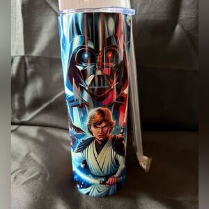 New 20oz Star Wars Tumbler with Darth Vader and Luke Skywalker with Straw